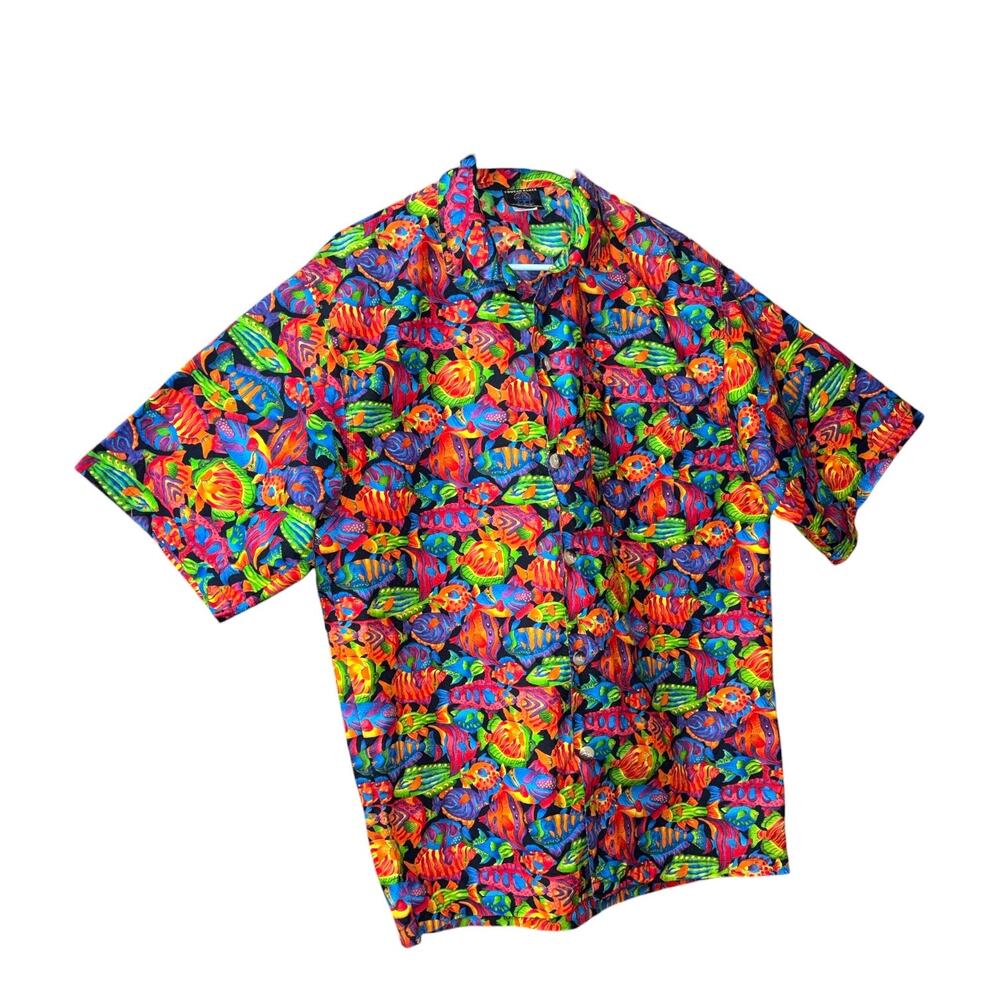 Toucan Dance Vintage Hawaiian Camp Shirt size Large